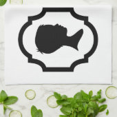 Jungen- und Mädchen-Silhouette im Bilderrahmen Geschirrtuch (Gefaltet)