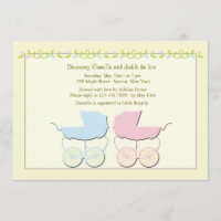 Jungen-und Mädchen-Zwillings-Babyparty-Einladung
