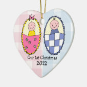 Jungen-und Mädchen-Zwillings-erstes Keramik Ornament (Links)