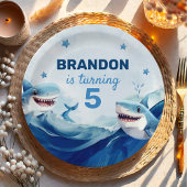 Jungen unter Meereshai 5. Geburtstag Pappteller