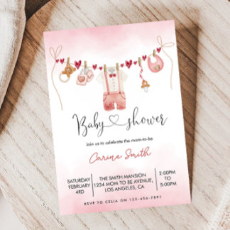 Jungen Valentins Wäscheleine Babyparty Einladung