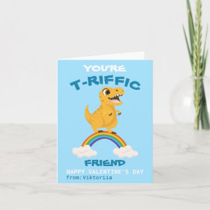 Jungen Valentinstag blauer Dinosaurier T-Rex Rege Feiertagskarte