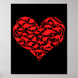 Jungen Valentinstag-Shirt - Dinosaurier-Herz Kinde Poster