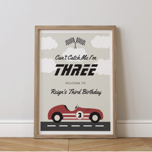 Jungen Vintage rotes Rennwagen Geburtstagsfeier Poster