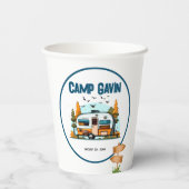 Jungen Vintager Camper Camping Geburtstag im Freie Pappbecher (Rückseite)