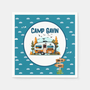 Jungen Vintager Camper Camping Geburtstag im Freie Serviette