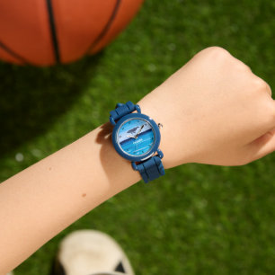 Jungen Wal Ozean Fisch Süße moderne blaue Kinderta Armbanduhr