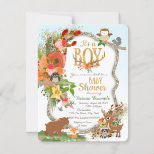 Jungen Wald Geweih Baby Shower Einladung