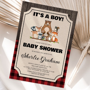 Jungen-Wald-Holzfäller-Baby-Shower Einladung