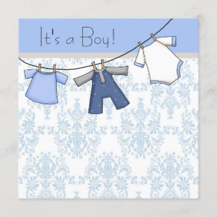 Jungen Wäscheleine Baby Shower Einladung