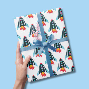 Jungen Weltraumraketen Muster Geschenkpapier Set