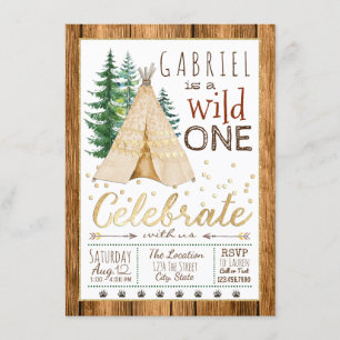 Jungen Wild One Tribal TeePee Erster Geburtstag Einladung