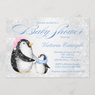 Jungen Winter Pengiun Baby Shower Einladung