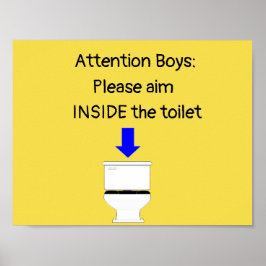 Jungen zielen in die Toilettenspender Poster