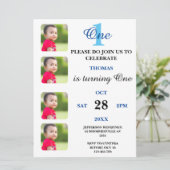 Jungen zum Geburtstag Einladung mit 4 Bildern (Stehend Vorderseite)