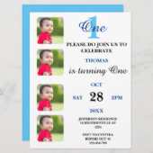 Jungen zum Geburtstag Einladung mit 4 Bildern (Vorne/Hinten)