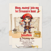 Jungen zum Geburtstag individualisierbares Piraten Einladung (Vorne/Hinten)