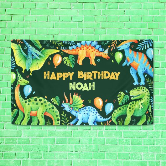 Jungen zum Geburtstag Niedliche Dinosaurier Party  Banner