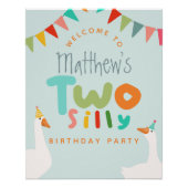 Jungen Zwei Alberne Gans 2. Geburtstag Begrüßungsz Poster (Vorderseite)