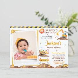 Jungenbau Geburtstagseinladung mit Foto Einladung