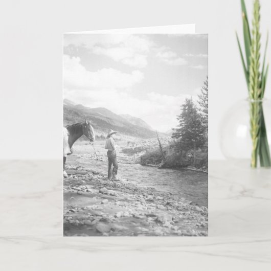 Jungenfliegenfischen in einem Nebenfluss Karte (Vorderseite)