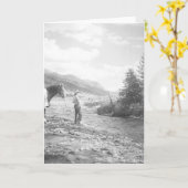 Jungenfliegenfischen in einem Nebenfluss Karte (Gelbe Blume)