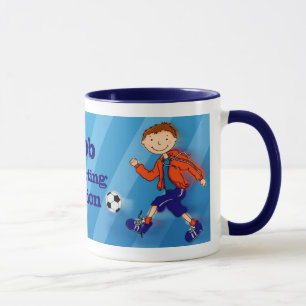 Jungenfußballfußballmeister-Tassenblau Tasse