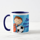 Jungenfußballfußballmeister-Tassenblau Tasse (Links)