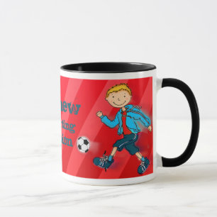 Jungenfußballfußballmeister-Tassenrot Tasse