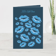 Jungenhaft blaue Lippenabdruck Flirt Laune