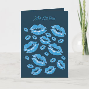 Jungenhaft blaue Lippenabdruck Flirt Laune Karte