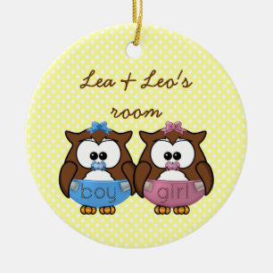 Jungen'n-Mädchenbabyeule Keramik Ornament