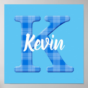 Jungenname benutzerdefinierte Karo-Buchstabe K Poster