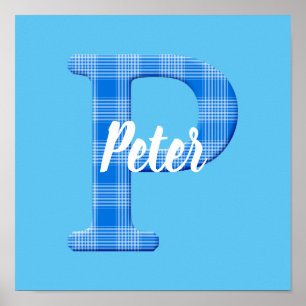 Jungenname benutzerdefinierte Karo-Buchstabe P Poster