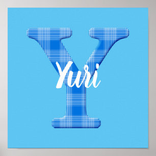 Jungenname benutzerdefinierte Karo-Buchstabe Y Poster