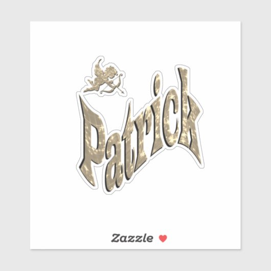 Jungenname 'Patrick' mit Cherub Aufkleber (Blatt)
