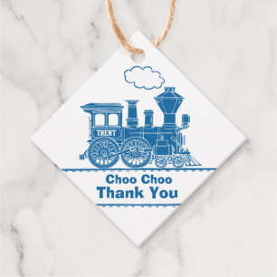 Jungenname Zug Lok blau weiß Geburtstag Danke Geschenkanhänger
