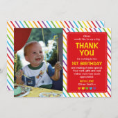 Jungenregenbogengeburtstag danken Ihnen zu Einladung (Vorne/Hinten)