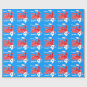 Jungenroter blauer Geburtstag Namensalterszug Loco Geschenkpapier (Flach)