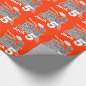 Jungenroter orange grauer Geburtstag Geschenkpapier (Ecke)