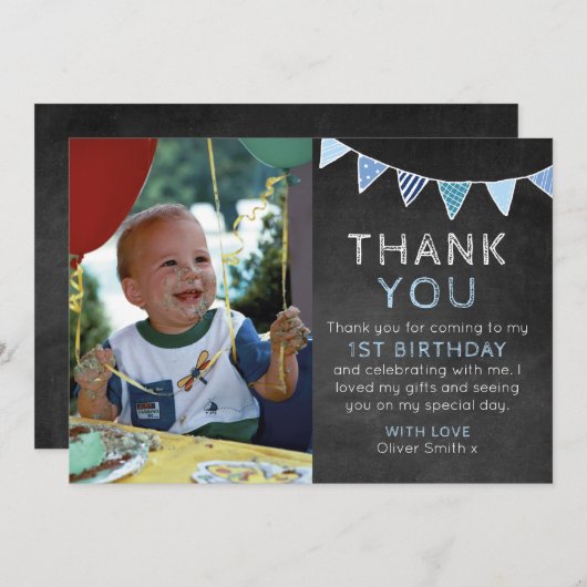 Jungentafel-Flaggengeburtstag danken Ihnen zu Dankeskarte (Vorne/Hinten)