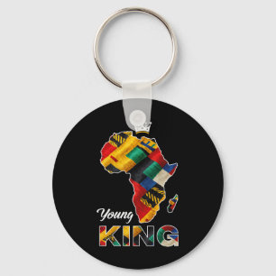 Junger afrikanischer König Map Kente Kunst Männer Schlüsselanhänger