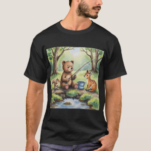 Junger Bär fischt. T-Shirt