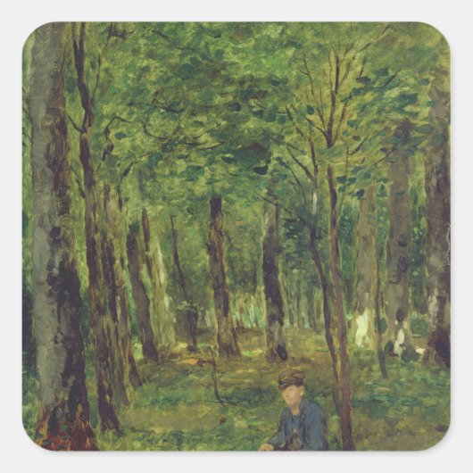 Junger Bauer im Wald, 1878 Quadratischer Aufkleber (Vorderseite)