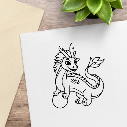 Junger chinesischer Drache Gummistempel