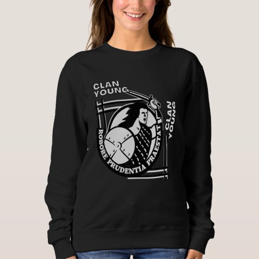 Junger Clan-Gälischer-Motto-Schwertkämpfer Sweatshirt (Vorderseite)