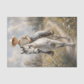 Junger Cowboy auf weißem Pferd Decoupage Seidenpapier (Vorderseite)