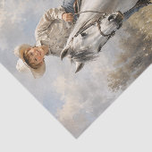 Junger Cowboy auf weißem Pferd Decoupage Seidenpapier (Ausschnitt)