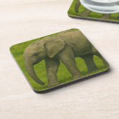 Junger Elefant mit Guardian im Grassy Reserve Getränkeuntersetzer (Linke Seite)