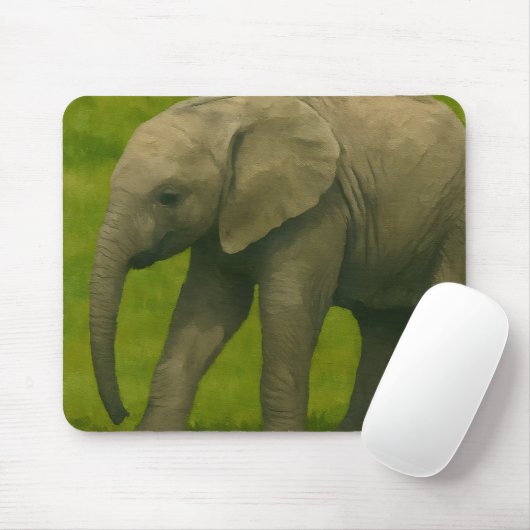 Junger Elefant mit Guardian im Grassy Reserve Mousepad (Mit Mouse)